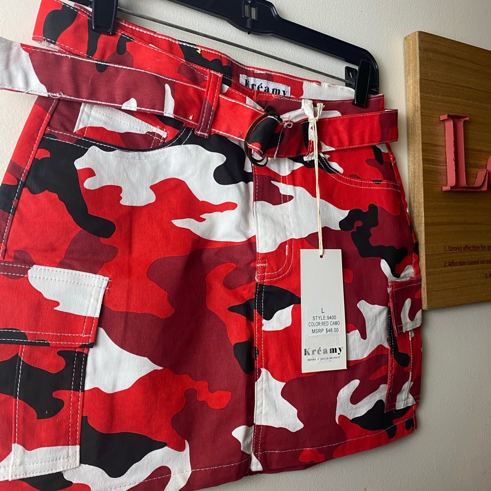 Kreamy Red Army Fatigue cargo Skirt